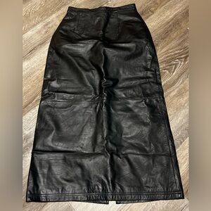 Chandler Hill Leather Skirt Size 8. Black, Long, Straight & Lined.